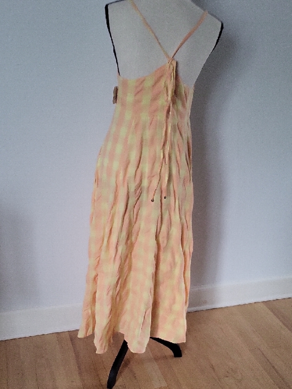 Free People Peach and Yellow Gingham Tie-Front Maxi Dress - Picture 9 of 12
